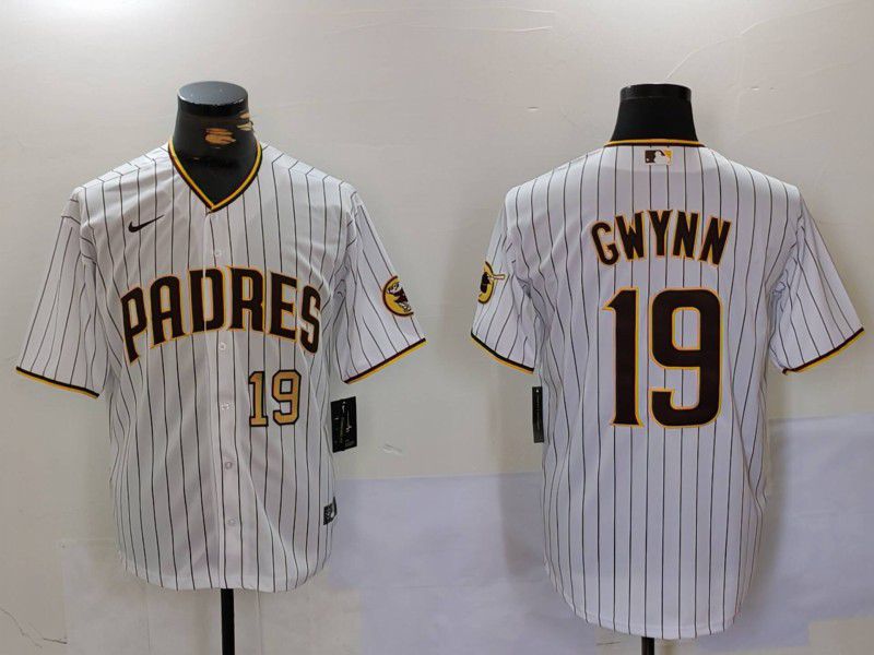 Men San Diego Padres #19 Gwynn White Stripe Game 2024 Nike MLB Jersey style 3->san diego padres->MLB Jersey